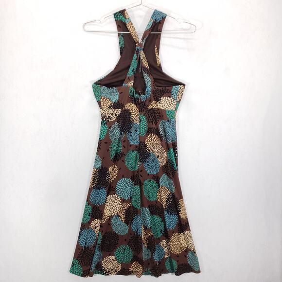 Nine West Dress Womens 4 Brown Multi Floral Boho Sleeveless Keyhole Back Midi - Picture 4 of 8